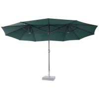 Outsunny 15ft Outdoor Twin Patio Umbrella Garden Double-Sided Market Parasol Sun Shelter with Crank Green(m-4)
