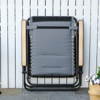 Outsunny Foldable Outdoor Lounge Chair with Footrest, Oversized Padded Zero Gravity Lounge Chair with Headrest, Cup Holders, Armrests for Camping, Lawn, Garden, Pool, Gray(m-9)
