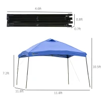 Outsunny 12' x 12' Garden Foldable Pop Up Gazebo Tent with Roller Bag & Vent Outdoor Party Wedding Canopy, Blue(m-3)