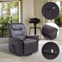 HOMCOM Electric Power Lift Recliner Chair Stand Assist with Remote Control, Brown(m-1)