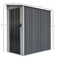 Outsunny 3.5' x 6' Lean to Garden Storage Shed, Outdoor Metal Tool House with Lockable Door Vents for Backyard Patio Lawn, Gray(m-3)