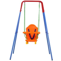 Qaba Kids Smiling Swing Steel Frame Child Hanging 1+ Years(m-2)