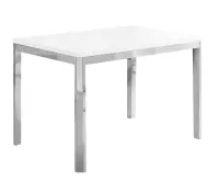 Monarch 48" x 32" Rectangular Wood Top Chrome Metal Leg Modern Dining Table - White(m-1)