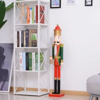 Open Box HOMCOM 42" Wooden Traditional Nutcracker King Figure with Sword - Red and Green(m-5)