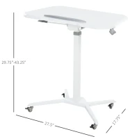 Vinsetto Foldable Computer Desk on Rolling Wheels Height Adjustable Tilt 90° White(m-3)