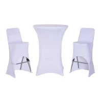 Outsunny 3pcs Garden Bar Table High Chair Set Folding Bistro Chat Set Metal Frame w/ Cover(m-1)