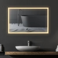 kleankin 24"x38" LED Bathroom Horizontal/Vertical Mirror with Defogging Function, and 3 Color White Temperatures(m-4)