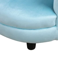 Qaba Velvet Kids Armchair Kids Furniture with Armrest, Plastic Legs - Blue(m-8)