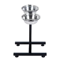 PawHut Elevated Dog Bowls Double Pet Food Dishes Height Adjustable Promote Digestion Stainless Steel with Stand Silver(m-6)