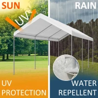 Outsunny 10' x 20' Heavy Duty Outdoor Carport Awning/Canopy with Weather-Fighting Material & Anchor Kit, White(m-6)