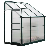 Outsunny Walk-In Garden Greenhouse Aluminum Polycarbonate with Roof Vent for Plants Herbs Vegetables 6' x 4' x 7' Green(m-1)