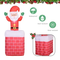HomCom 6' Tall Outdoor Animated Inflatable Christmas Lawn Decoration - Santa in a Chimney(m-6)