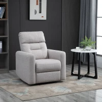 HOMCOM Manual Recliner Swivel Rocker Chair Theater Chair Single Sofa with Linen Fabric for Living Room Bedroom, Beige(m-9)