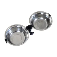 PawHut Elevated Dog Bowls Double Pet Food Dishes Height Adjustable Promote Digestion Stainless Steel with Stand Silver(m-9)