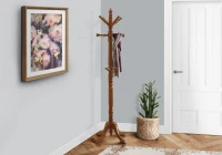 Monarch 73" Traditional 12-Hook Wooden Coat Tree Hanger Rack - Oak Finish(m-2)