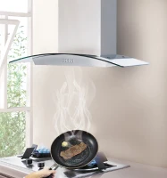 30" Kitchen Wall Mounted Range Hood/Vent -  Stainless Steel and Glass(m-1)
