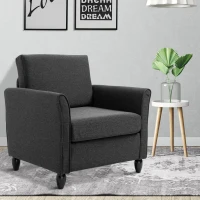 HOMCOM Single Armchair Cushion Padded Sofa Chair Wooden Seat Living Room Furniture(m-1)