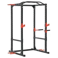 Soozier Adjustable Power Tower Dip Station Pull Up Bar Squat Rack Power Cage At Home Workout Equipment, Upper Body Strength Training Equipment(m-1)
