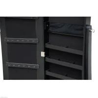 HOMCOM Mirrored Jewellery Cabinet Armoire Stand Organizer for Rings Earrings Bracelets Lockable Black(m-13)