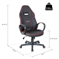 Vinsetto Executive PU Leather Rocking Office/ Gaming Chair Adjustable Padded Seat with Wheels Black/Red(m-3)