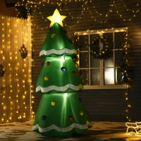 HOMCOM 8ft Christmas Inflatable Decorated Christmas Tree, Outdoor Blow-Up Yard Decoration with LED Lights Display(m-10)