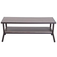 Open Box HomCom Rustic Industrial Minimal Two Tier Wooden Coffee Table - Light Brown Woodgrain(m-6)