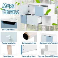 HOMCOM Kids Cabinet Bedroom Storage Organization Unit Bedroom Blue(m-6)