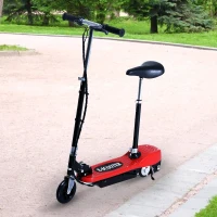 Qaba Electric Adjustable Folding Seated E-Scooter Battery Powered Motorized Bike Red(m-1)