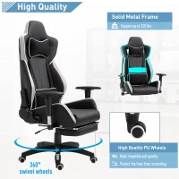 Vinsetto Executive Racing Chair Adjustable Padded Seat with Wheels Black/ White(m-6)