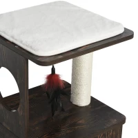 PawHut 2-Level Cat Tree Wooden Activity Tower for Pets with Super Soft Cushions, Fun Cat Feather Rope, and Scratch Posts(m-6)