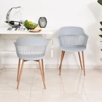 HOMCOM Set of 2 Plastic Dining Chair with Metal Legs for Living Room Bedroom Dining Room(m-1)