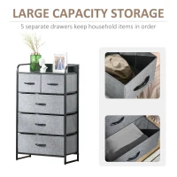 HOMCOM 5-Drawer Dresser Tower Chest of Drawers Organizer with Steel Frame Gray(m-5)