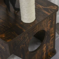 PawHut 2-Level Cat Tree Wooden Activity Tower for Pets with Super Soft Cushions, Fun Cat Feather Rope, and Scratch Posts(m-9)