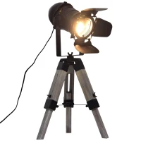 HOMCOM Retro Adjustable Tabletop Portable Tripod Lamp, Decorative Desk Lamp Lighting with Steel Frame, Black(m-1)