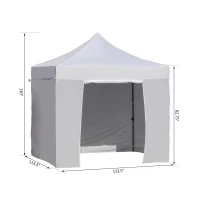 Outsunny 9.4' Folding Gazebo Metal Canopy Party Tent With Sandbag Adjustable Height White(m-3)