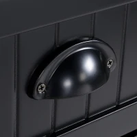 HOMCOM Fluted-Style Wooden Kitchen Island, Storage Cabinet with Drawer, Open Shelving, and Interior Shelving for Dining Room, Black(m-14)