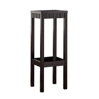 Monarch 32" Symmetrical Carving Design 2-Tier Wood Grain-Look Plant Stand Side Accent Table - Cappuccino Brown Finish(m-1)