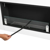 HOMCOM Ethanol Fireplace, 43.25" Wall-Mounted 0.73 Gal Stainless Steel Max 323 Sq. Ft., Burns up to 4 Hours, White(m-12)