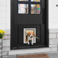 PawHut 2 Way Dog Door, Aluminum Doggy Pet Flap for Wall, Fast Installation, Magnetic Closure, Locking Panel, Weather Resistant, Insulating, Weight Limit 55 lbs(m-2)