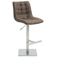 HOMCOM Vintage PU Leather Bar Stool with Stainless Steel Base, Adjustable Counter Height Bar Chair Swivel Barstool with Back, Footrest, Brown(m-10)