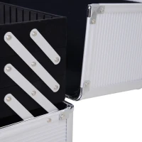 HOMCOM Professional Rolling Full Makeup Travel Train Case, Large Storage Cosmetic Trolley with Folding Trays, Drawer and Locks, Silver(m-11)