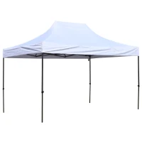 Outsunny 10' x 15' Pop Up Canopy Gazebo with 3-Level Adjustable Height, Wheeled Roller Bag, UV Fighting Roof, White(m-1)