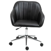 Vinsetto Mid Back Home Office Chair Computer Desk Chair with PU Leather, Adjustable Height, Swivel Wheels for Study, Bedroom, Black(m-11)