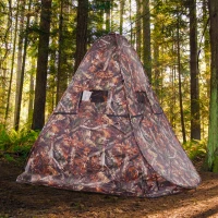 Outsunny Pop Up Ground Hunting Tent Outdoor Shooting Birdwatching Blind Hide Tent w/ Carry Bag 1-2 Person Portable Camouflage(m-2)