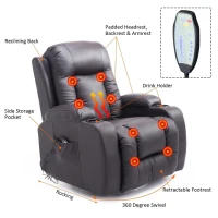 Open Box HOMCOM Luxury Faux Leather Heated Vibrating Massage Recliner Chair with Remote - Dark Brown(m-4)