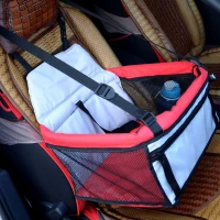 PawHut D1-0089 Pet Car Seat Cover Booster Basket Dog Puppy Cat Bag Carrier Travel Bed Foldable  Red and Grey(m-4)
