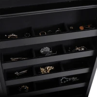 HOMCOM Mirrored Jewellery Cabinet Armoire Stand Organizer for Rings Earrings Bracelets Lockable Black(m-18)