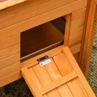 PawHut 62" Large Outdoor Log Cabin Rabbit Cage Small Animal Hutch with Run and Ramp(m-11)