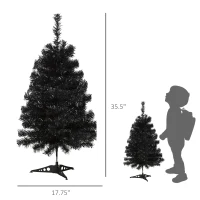 HOMCOM 3ft Artificial Christmas Tree Unlit Douglas Fir with Realistic Branches and 90 Tips, Black Halloween Style Holiday Decoration(m-3)