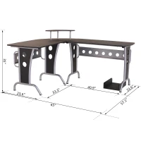 HOMCOM 65" L-Shape Desk Corner Computer Table Space Saving Home Office Wood with CPU Stand Black(m-3)
